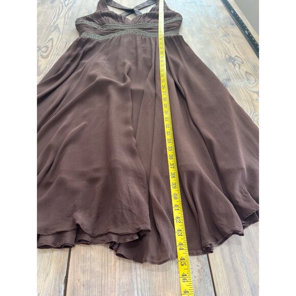 Jones New York Silk Sleeveless Fit and Flare Dress Womens 10 Brown Flowy Y2K - Picture 7 of 8
